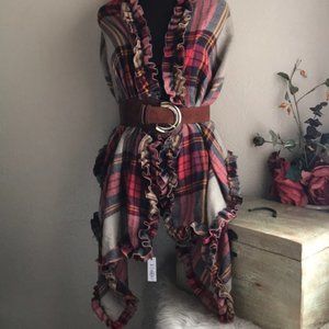 NWT Apt.9 Ruffle Blanket Scarf Fall Plaid Autumn